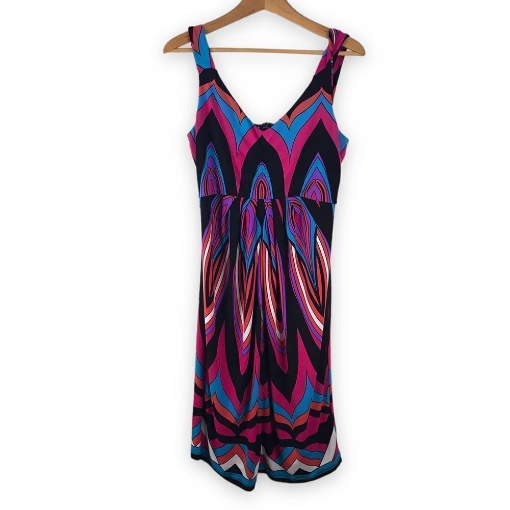 Tribal bright print fitted dress size M‎
